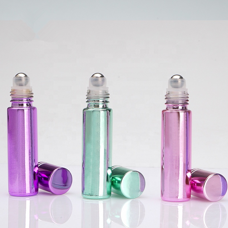 5ml electroplate beautiful tube glass roll on bottle empty spraying 10ml glass Roller bottle