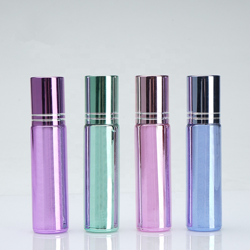 5ml electroplate beautiful tube glass roll on bottle empty spraying 10ml glass Roller bottle