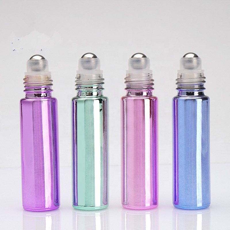 5ml electroplate beautiful tube glass roll on bottle empty spraying 10ml glass Roller bottle