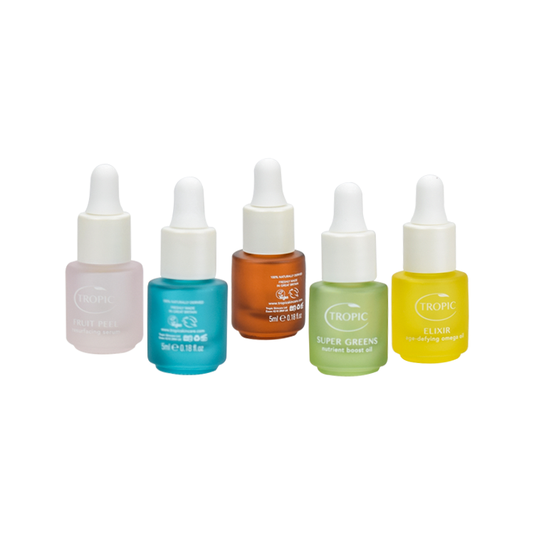 5ml empty cosmetic oil glass bottles frosted light pink liquid container bottles with glass eye dropper for travel skincare use