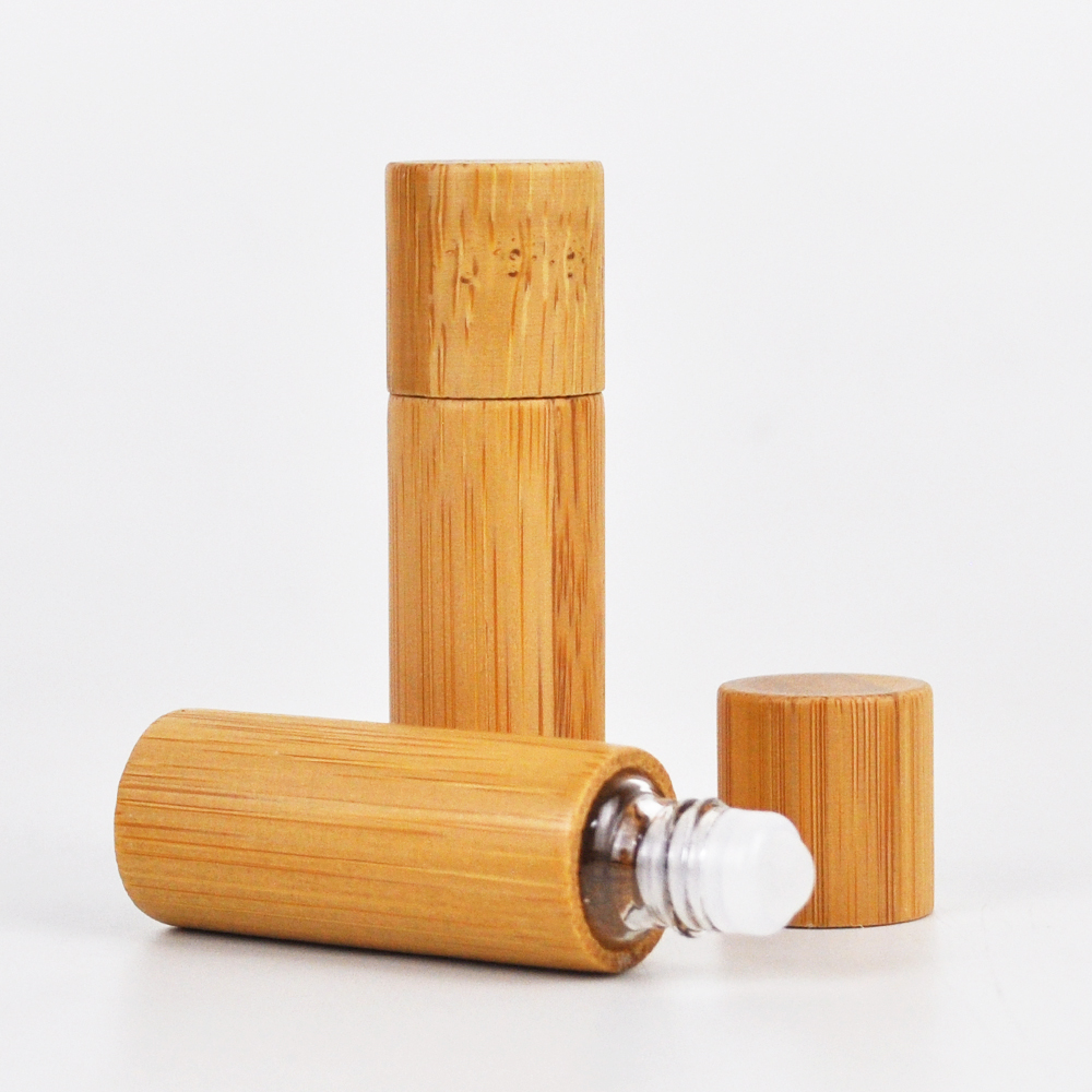 5ml empty roll on bottle bamboo full package roller bottles with bamboo cap