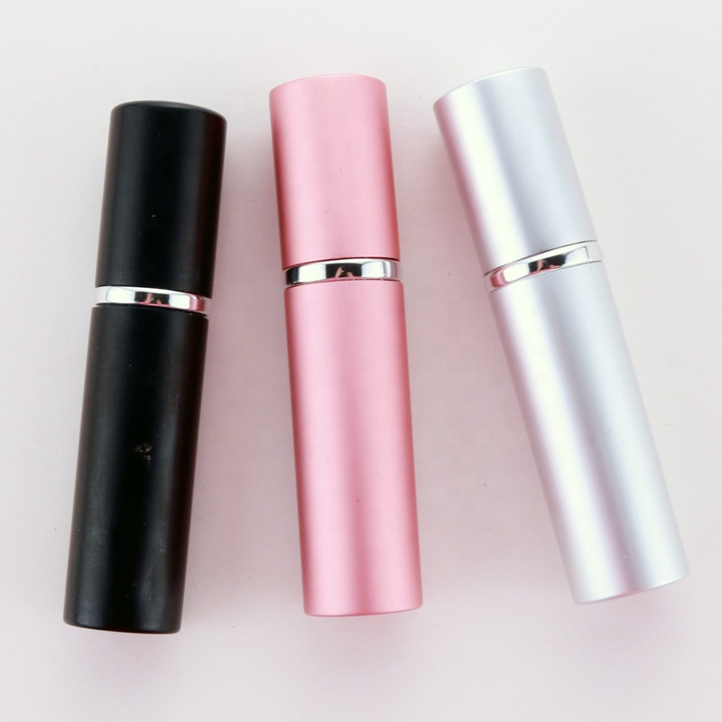 5ml flat faced glass spray bottle with anodized aluminum shell for cosmetics and perfume