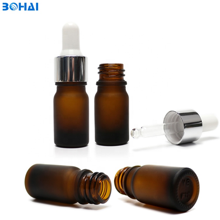 5ml frosted Brown Essence oil dropper glass bottle cosmetic packaging glass jars and bottles for skincare packaging
