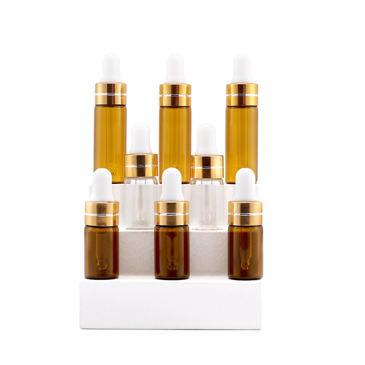 5ml frosted amber essential oil glass bottle with dropper