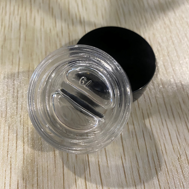 5ml glass Dual-use cosmetic packaging eye cream clear jar Double grid cbd concentrate jar with black plastic cap