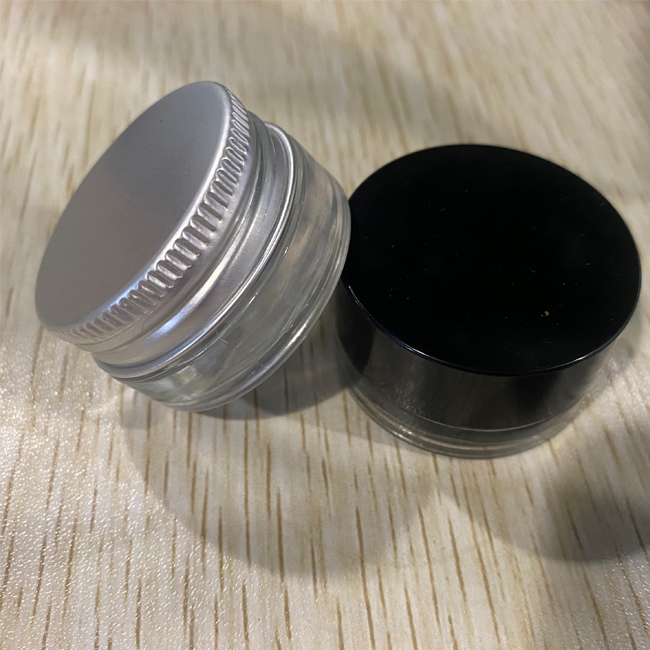 5ml glass Dual-use cosmetic packaging eye cream clear jar Double grid cbd concentrate jar with black plastic cap