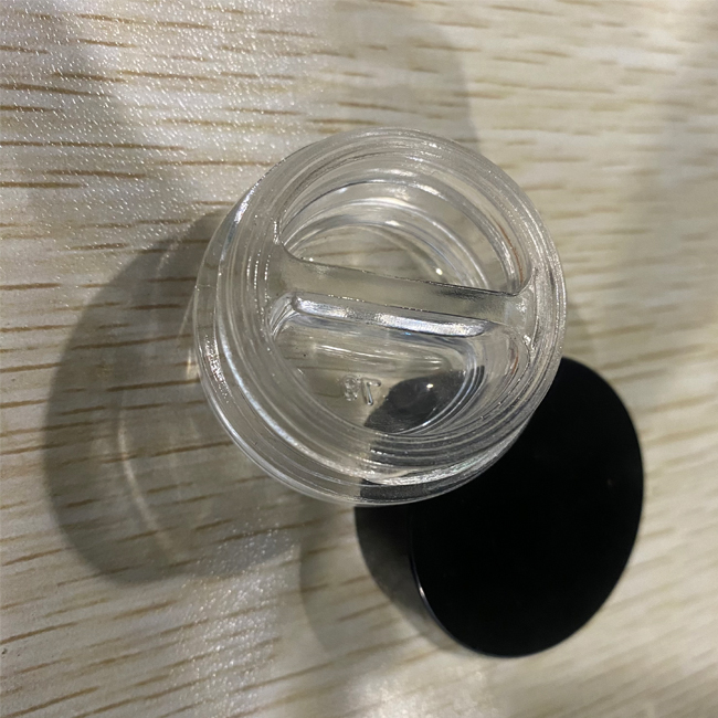 5ml glass Dual-use cosmetic packaging eye cream clear jar Double grid cbd concentrate jar with black plastic cap