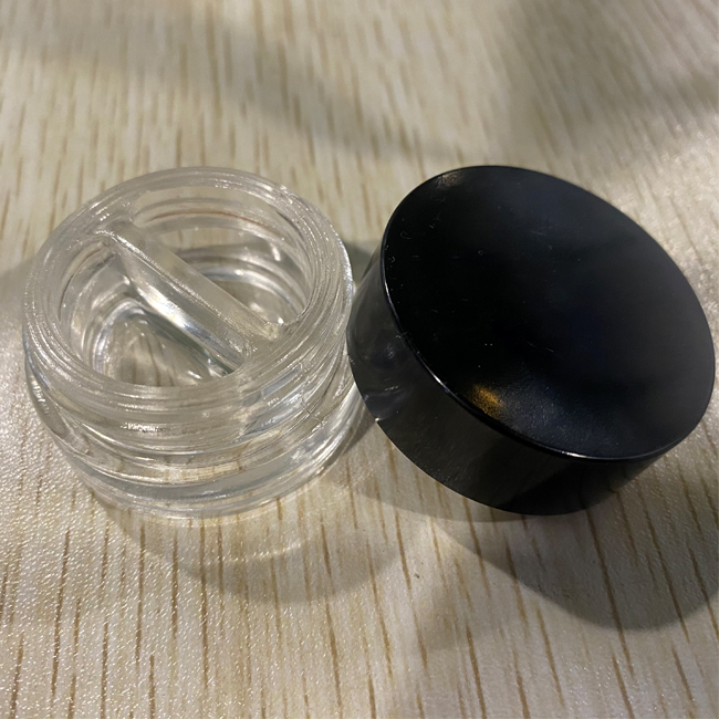 5ml glass Dual-use cosmetic packaging eye cream clear jar Double grid cbd concentrate jar with black plastic cap