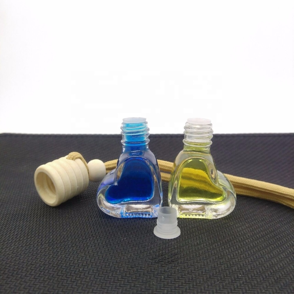 5ml heart-shaped car hanging empty perfume bottle wooden cap diffuser bottle