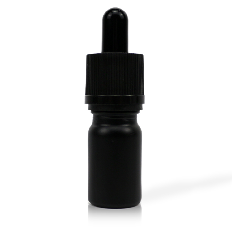 5ml matte black roll on bottle for essential oil with shiny gold basket dropper