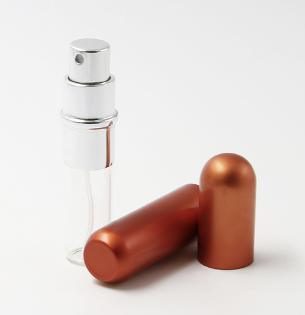 5ml matte orange elliptical aluminum glass tube bottle with refill perfume wax atomizer spray bottle