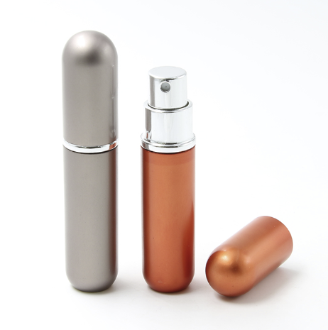 5ml matte orange elliptical aluminum glass tube bottle with refill perfume wax atomizer spray bottle