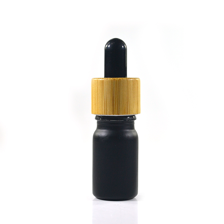 5ml matte white black essential oil frosted glass dropper bottle with bamboo cap