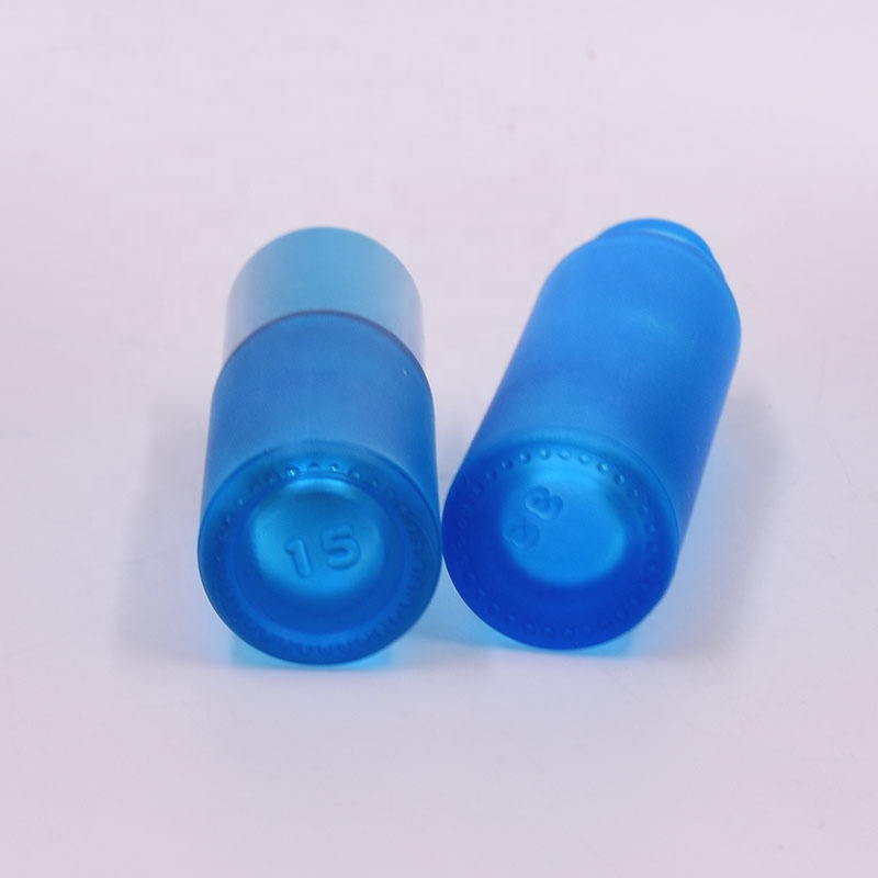 5ml mini frosting blue glass bottles with steel ball or glass beads blue metal cap