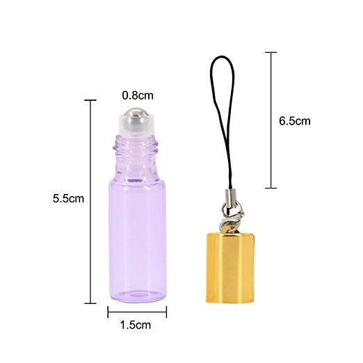 5ml pearl color glass roll on bottles with key chain gold cap metal ball