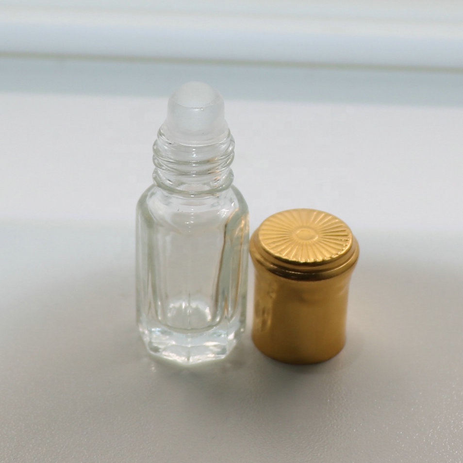 5ml roll on glass bottle 3ml 5ml with gold cap and metal/glass roller ball for attar oil packaging arabian perfume oil bottles