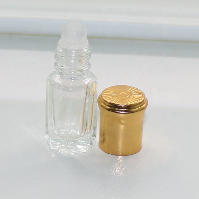 5ml roll on glass bottle 3ml 5ml with gold cap and metal/glass roller ball for attar oil packaging arabian perfume oil bottles