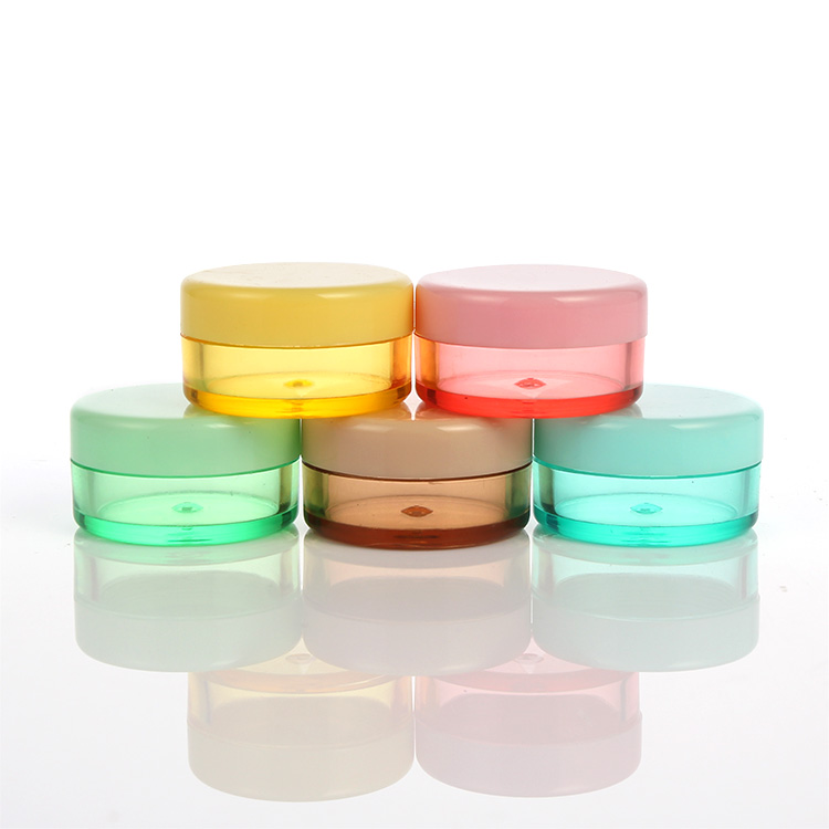 5ml round colorful small cosmetic plastic cream jars with screw cap in stock
