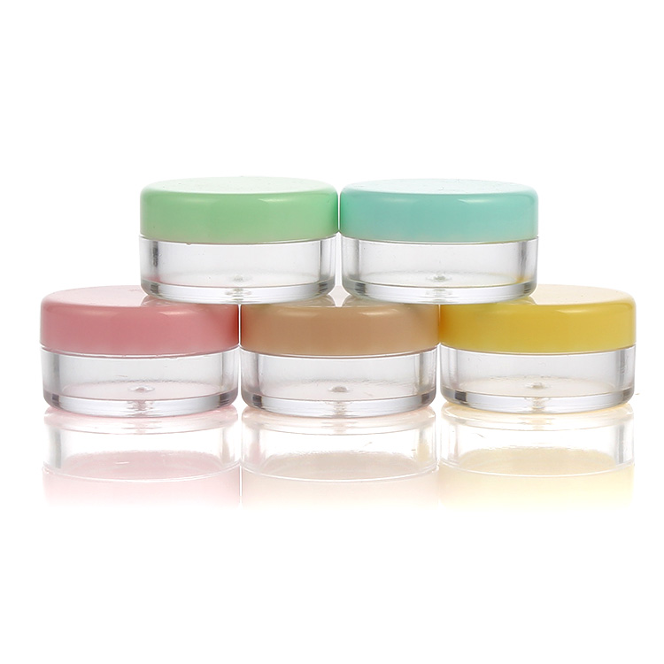 5ml round colorful small cosmetic plastic cream jars with screw cap in stock