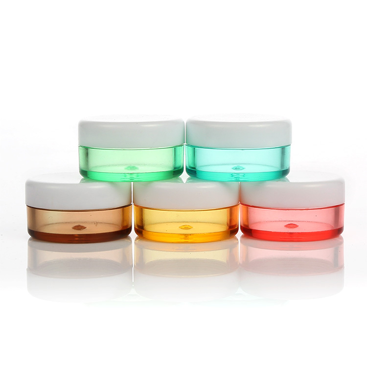 5ml round colorful small cosmetic plastic cream jars with screw cap in stock