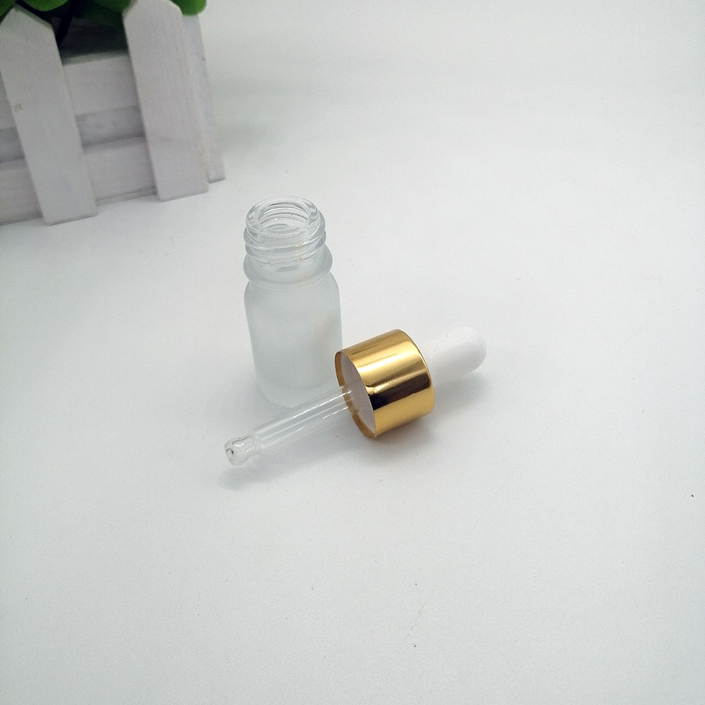 5ml serum essence drop bottle glass essential oil bottle with black silver gold metal aluminum cap/lid