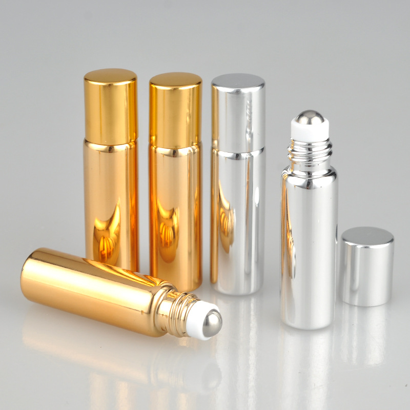 5ml shiny UV color essential oil glass roll on bottle With Stainless Steel Roller ball