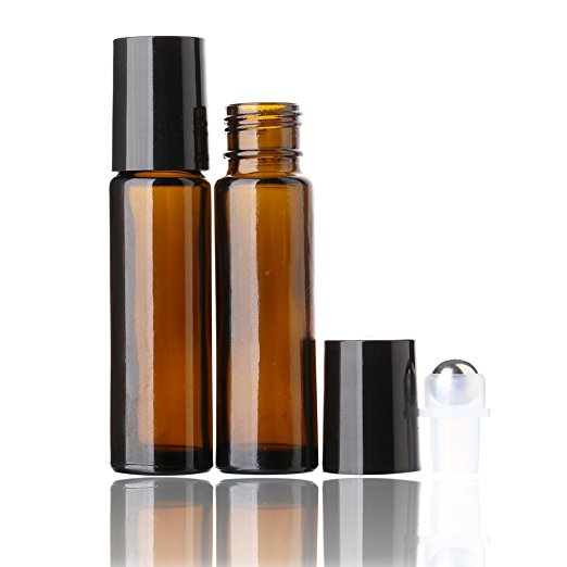 5ml thick amber glass bottle empty essential oil roller bottles with metal stainless steel roller ball and black cap