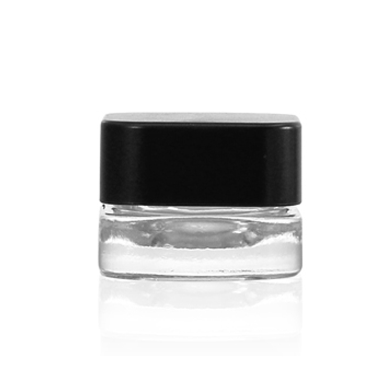 5ml white black clear square glass jar with child resistant cap