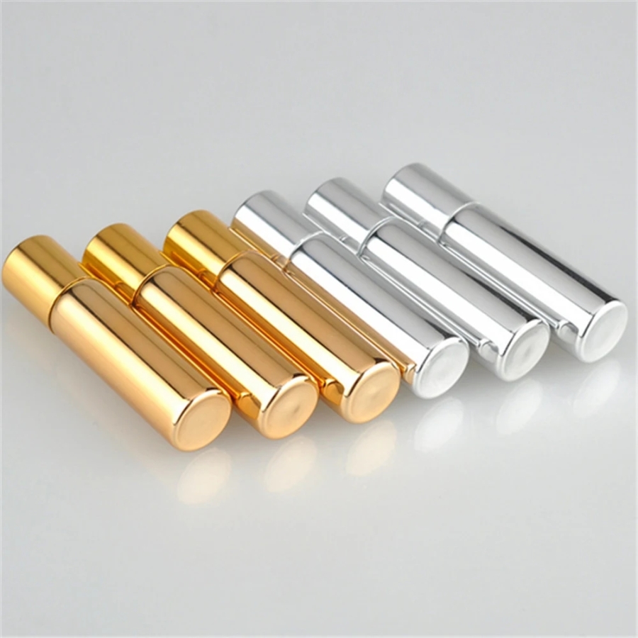 5ml wholesale Refillable UV Plating Roll On gold black Glass Roller Bottle For Perfume essential oil