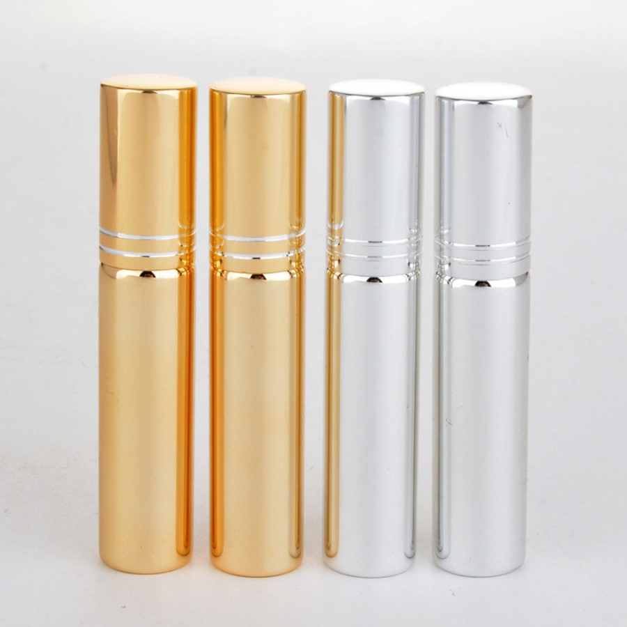 5ml wholesale Refillable UV Plating Roll On gold black Glass Roller Bottle For Perfume essential oil