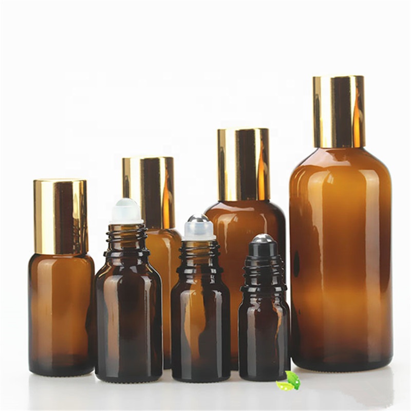 5ml10ml15ml20ml30ml50ml100ml Amber color ball bottle with gold cap