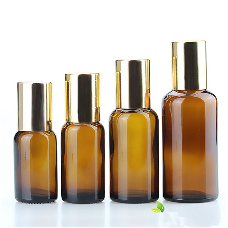 5ml10ml15ml20ml30ml50ml100ml Amber color ball bottle with gold cap