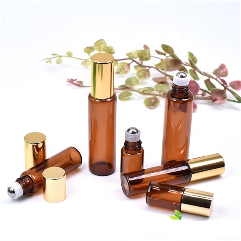 5ml10ml15ml20ml30ml50ml100ml Amber color ball bottle with gold cap