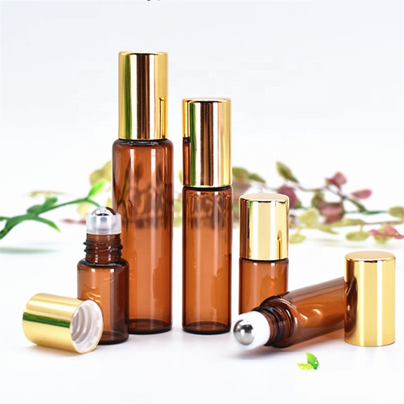 5ml10ml15ml20ml30ml50ml100ml Amber color ball bottle with gold cap