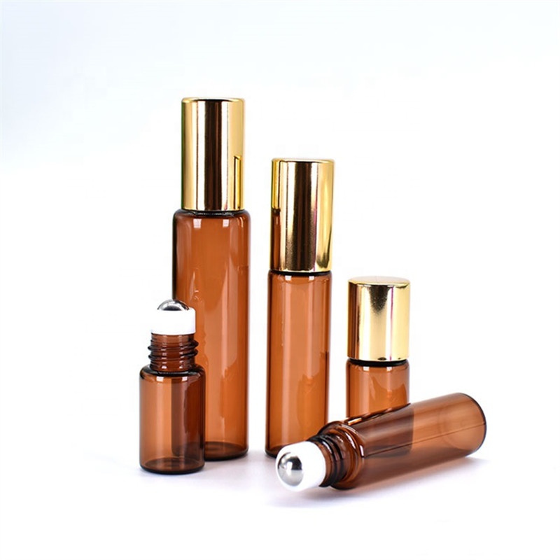 5ml10ml15ml20ml30ml50ml100ml Amber color ball bottle with gold cap