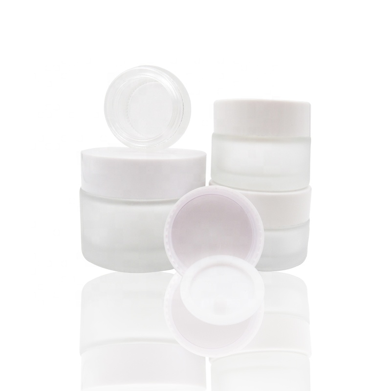 5ml10ml15ml20ml30ml50ml100ml Matte Glass Bottle Cream Jars glass jar for skincare with white lid
