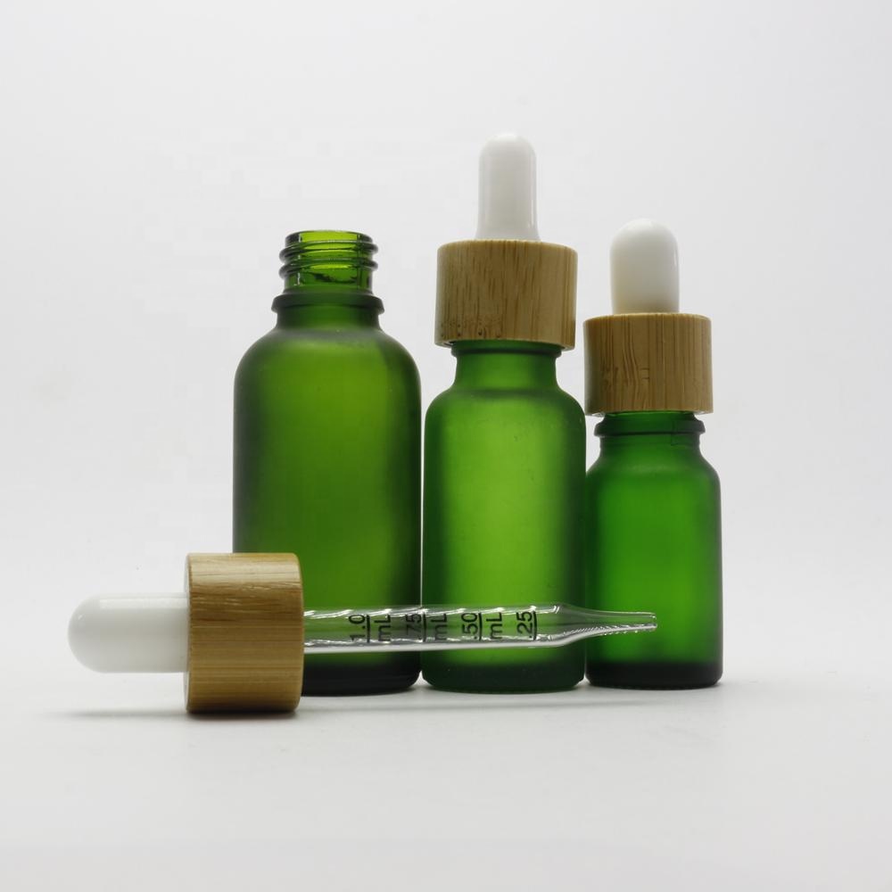 5ml10ml15ml30ml50ml100ml frosted blue glass Essential oil bottles with bamboo caps GB-105K