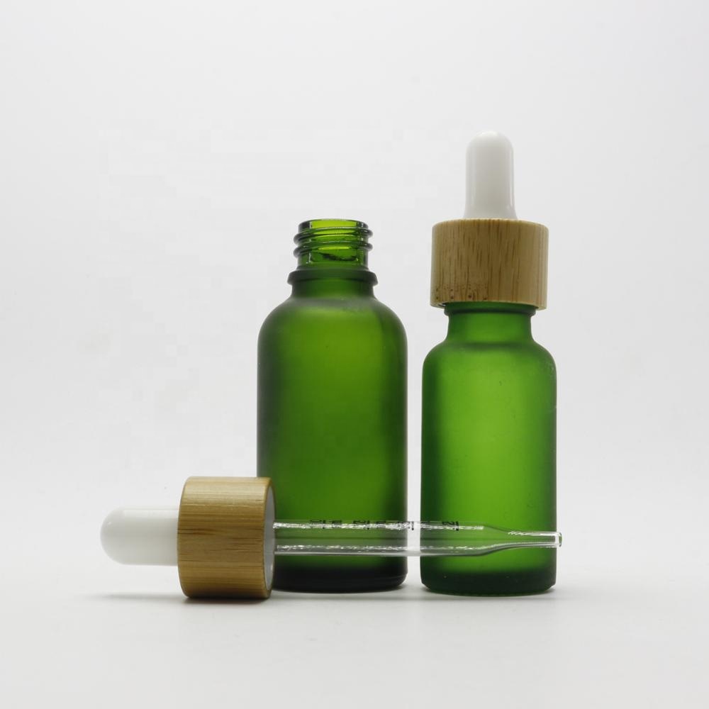 5ml10ml15ml30ml50ml100ml frosted blue glass Essential oil bottles with bamboo caps GB-105K