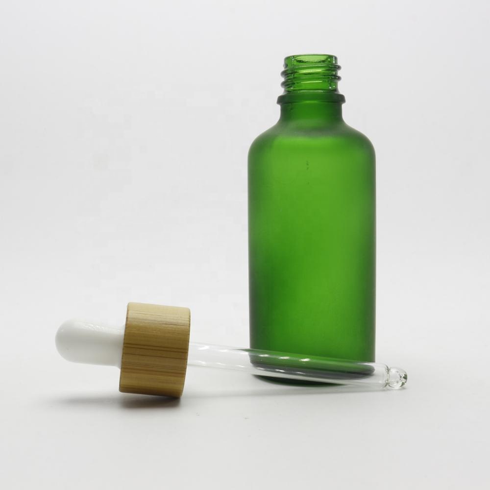 5ml10ml15ml30ml50ml100ml frosted blue glass Essential oil bottles with bamboo caps GB-105K