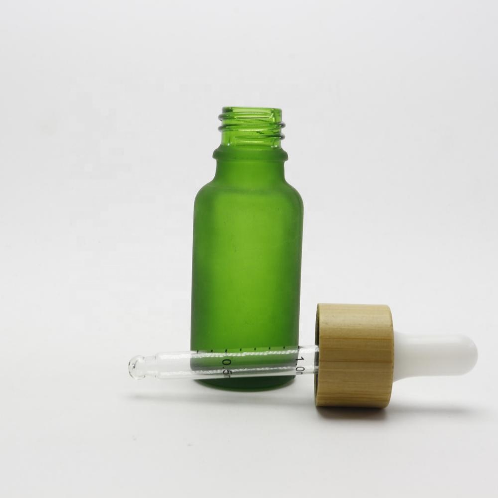 5ml10ml15ml30ml50ml100ml frosted blue glass Essential oil bottles with bamboo caps GB-105K