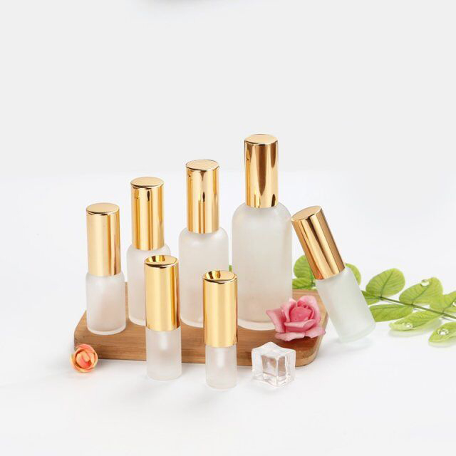 5ml2oz15ml30ml15ml50ml 50ml Bottle Spray Non Plastic Bottle Screen Printing with Anodized aluminum gold cover
