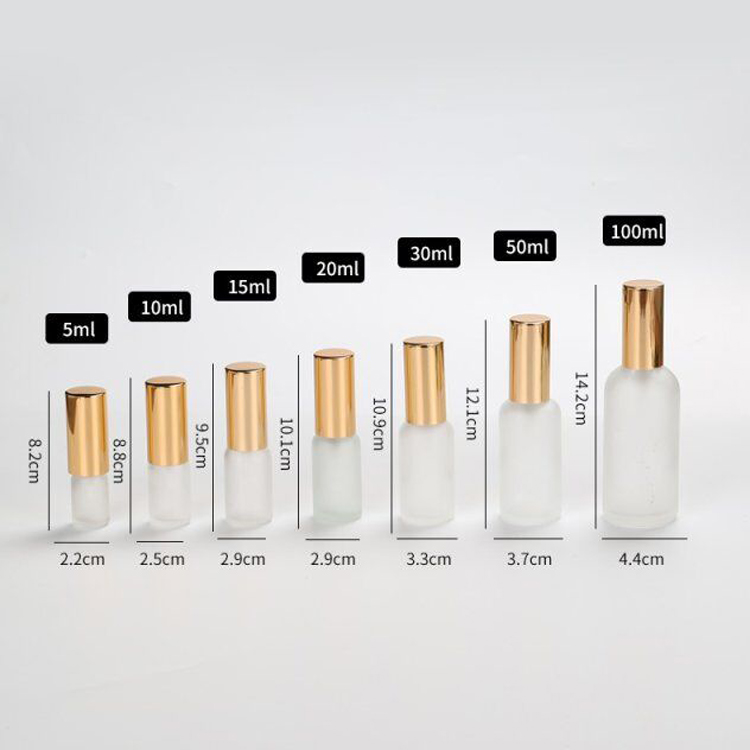 5ml2oz15ml30ml15ml50ml 50ml Bottle Spray Non Plastic Bottle Screen Printing with Anodized aluminum gold cover