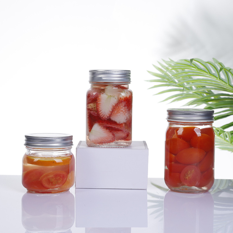 5oz 10oz 20oz 34oz Home Carved mason storage tank glass honey jars supplier with fermenting lids