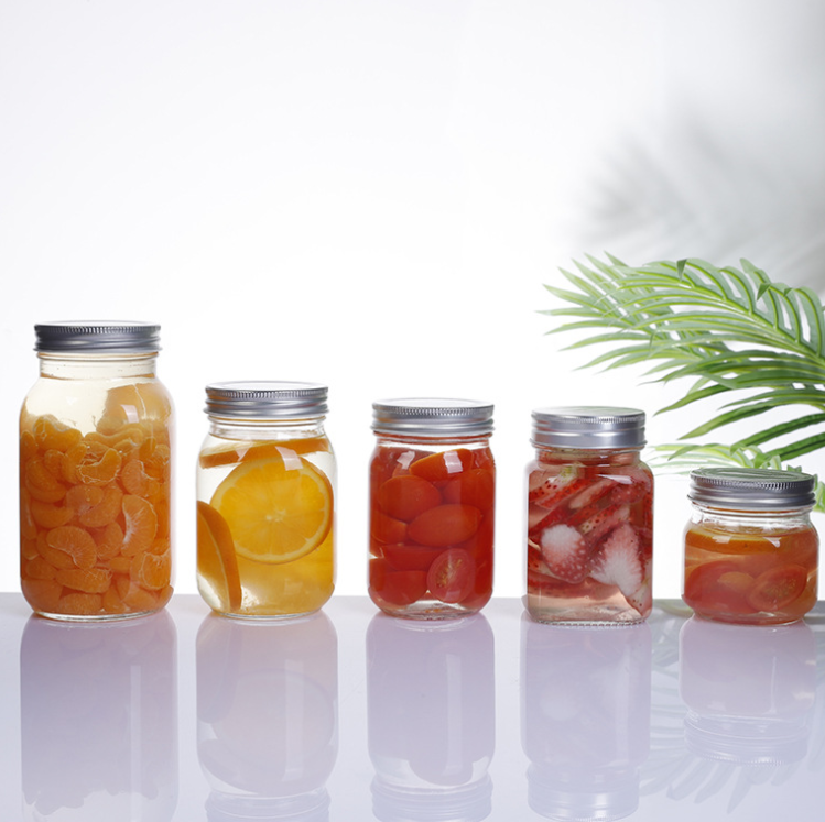 5oz 10oz 20oz 34oz Home Carved mason storage tank glass honey jars supplier with fermenting lids