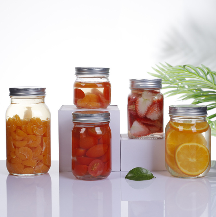 5oz 10oz 20oz 34oz Home Carved mason storage tank glass honey jars supplier with fermenting lids