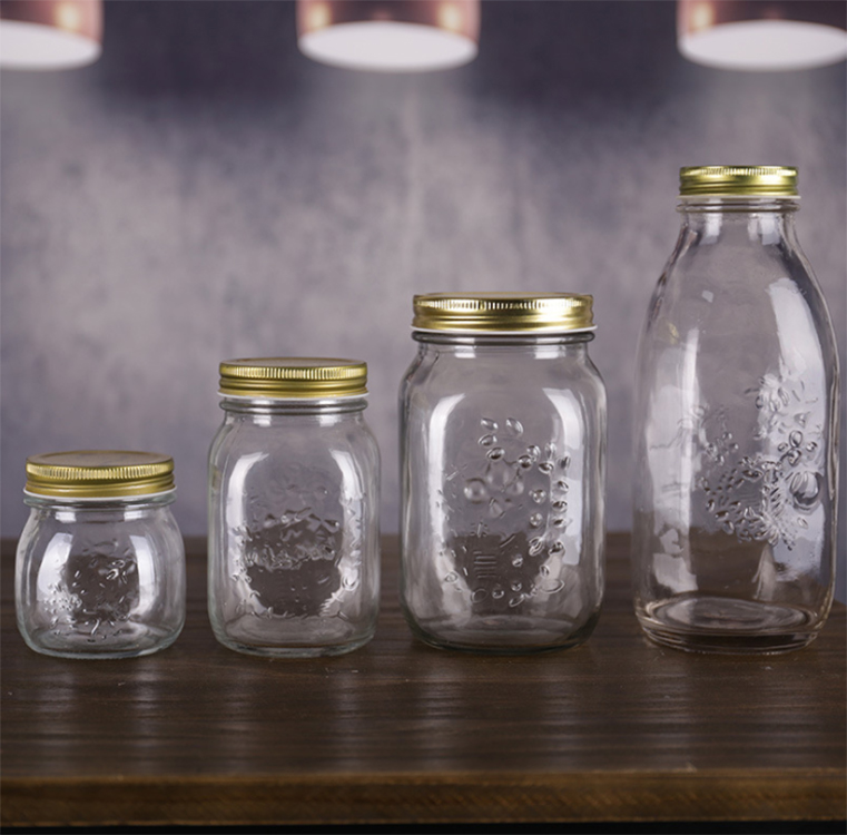 5oz 11oz 18oz 36oz Empty Clear Glass Mason Jar Food Storage Glass Jar with Lids for Canning