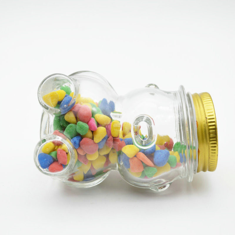 5oz 150ml Clear Teddy Bear Glass Jar Honey Candy Jar With Screw Cap