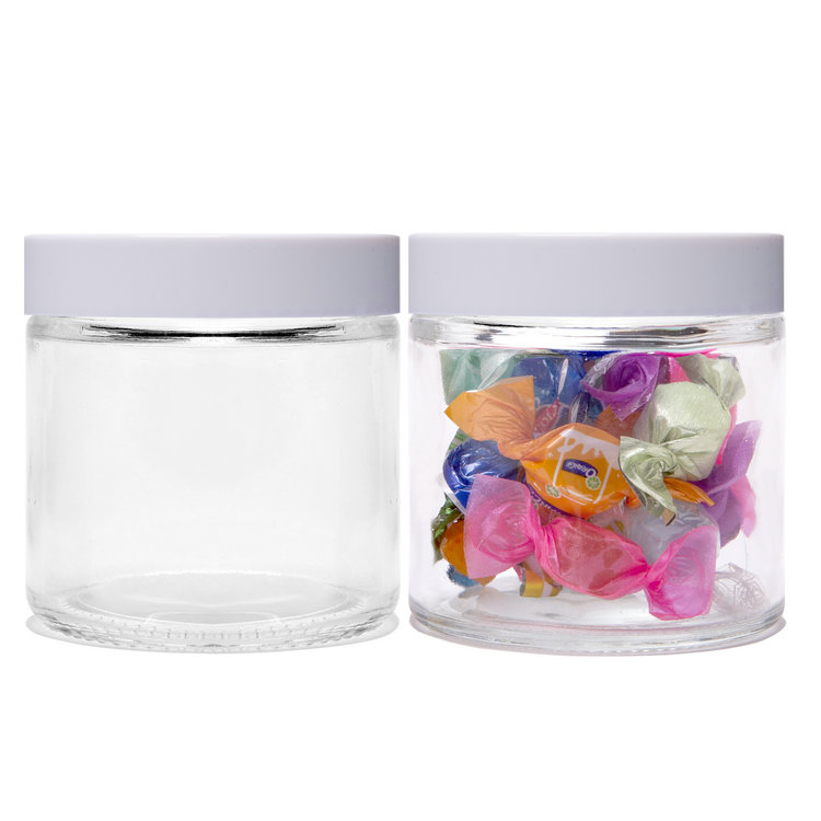 5oz 150ml Straight Sided Glass Cream Jars with White Black Plastic Lids