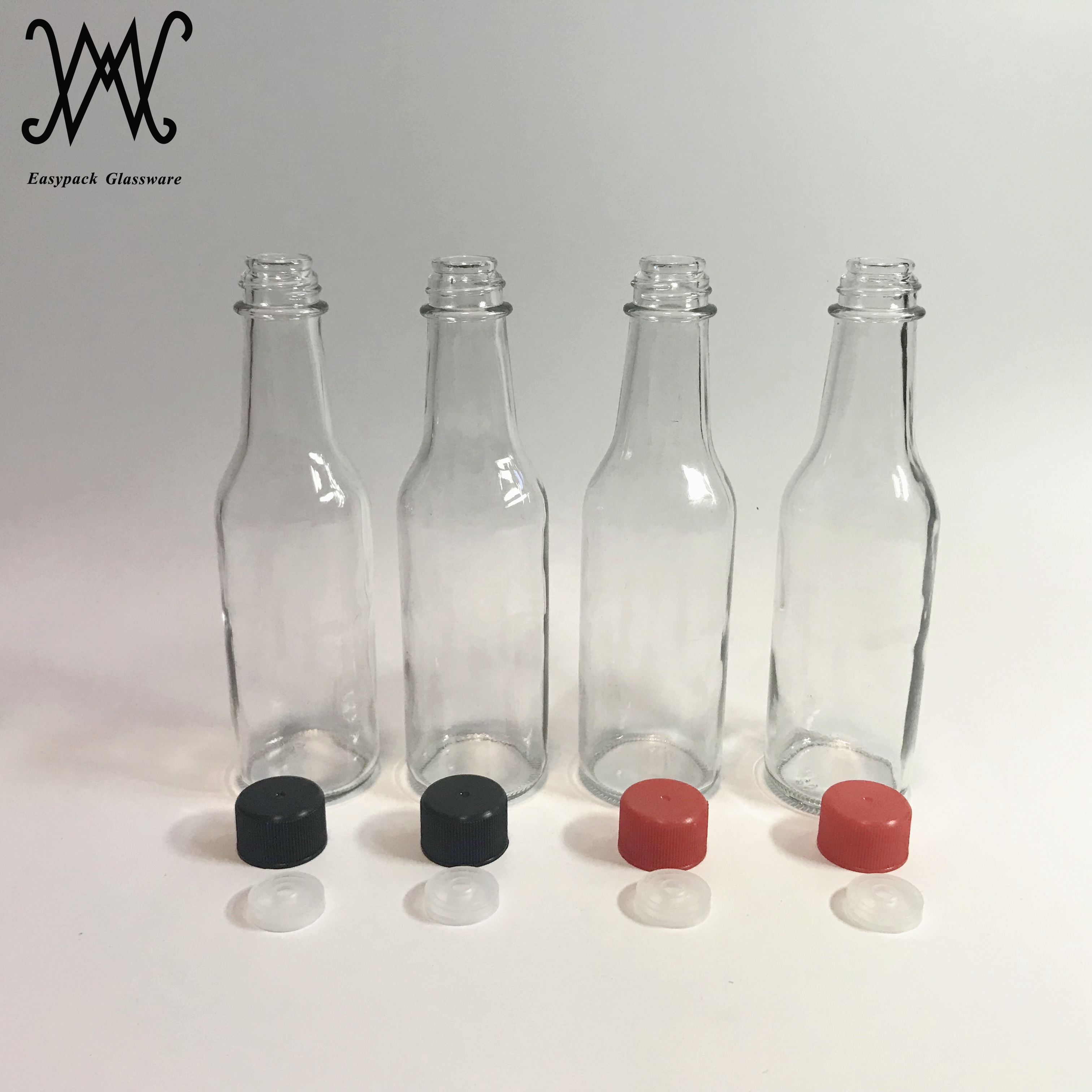 5oz 150ml hot sauce woozy glass bottle with leak proof screw cap and dripper insert