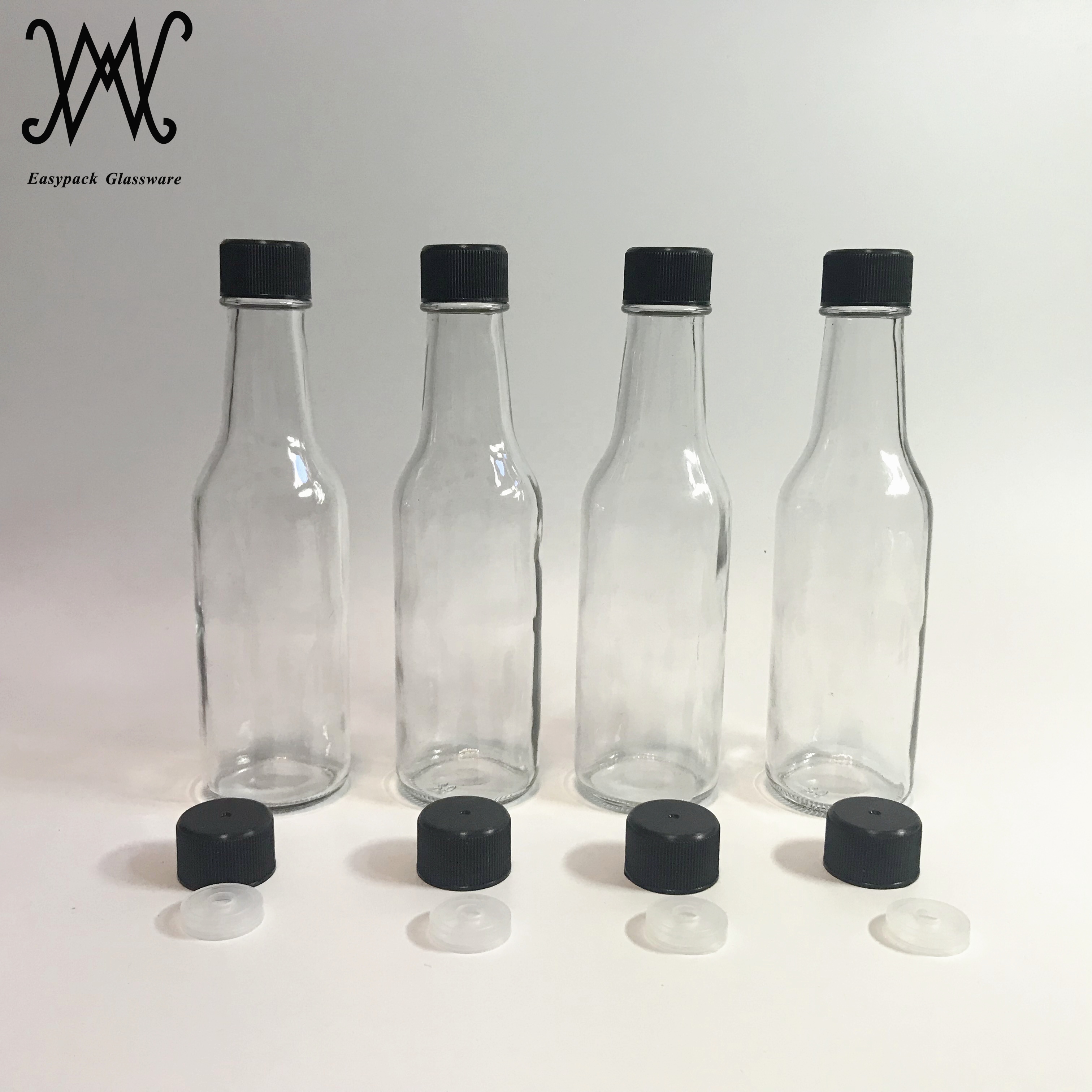 5oz 150ml hot sauce woozy glass bottle with leak proof screw cap and dripper insert